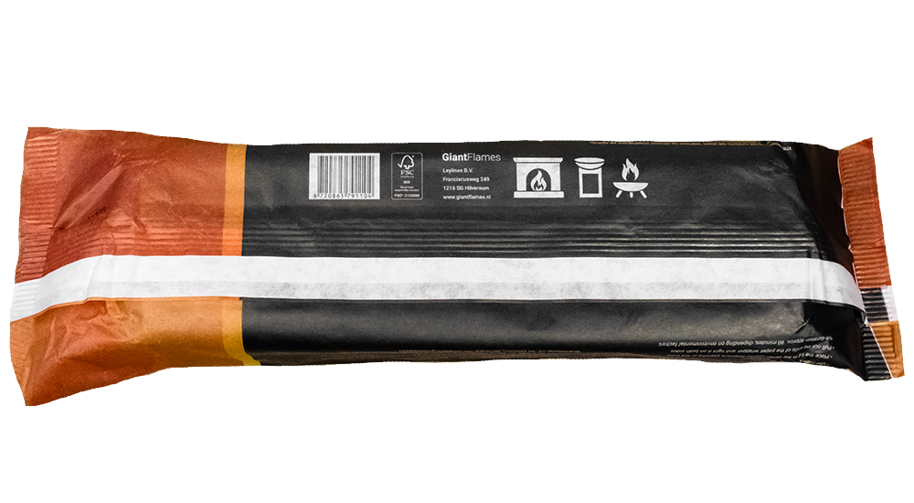 Giant Flames Bloc Bûche Cheminée FSC 700g : Bois Compressé Écologique, Longue Combustion Facile