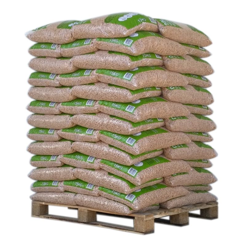 Granulés Bois DIN Plus Haute Performance Chauffage, Palette 65 Sacs 15kg Résineux