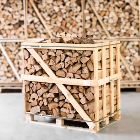 Demi-Palette Bûches Chêne Fendu Séché au Four 25cm, Qualité Premium