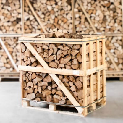 Demi-Palette Bûches Chêne Fendu Séché au Four 25cm, Qualité Premium