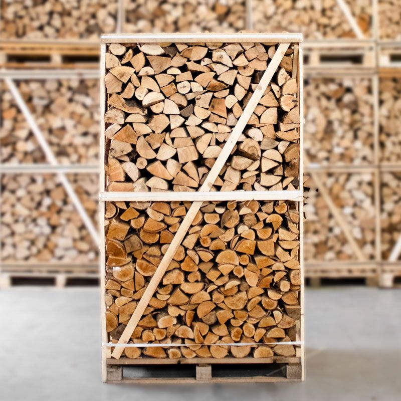 Palette de Bois de Chauffage Mixte Bouleau Frêne, Fendu, Séché en Chambre, 25cm