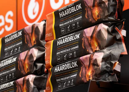 Giant Flames Bloc Bûche Cheminée FSC 700g : Bois Compressé Écologique, Longue Combustion Facile