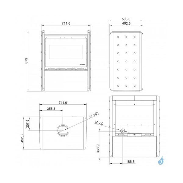 Poêle à Bois Palazzetti ASIA Design Épuré 9KW Ventilation Air Chaud Frontale